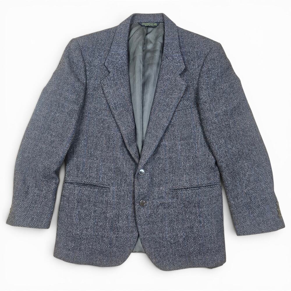 FIORAVANTI Herringbone Tweed Sport Coat Men's 42R VTG 90's USA Gray Fleck Blazer